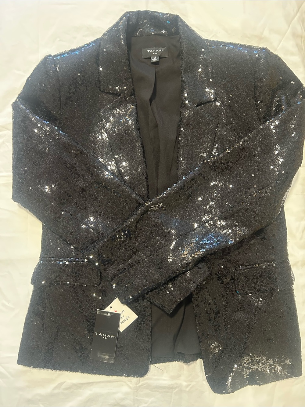 Tahari Women's Black Sequin Blazer Jacket